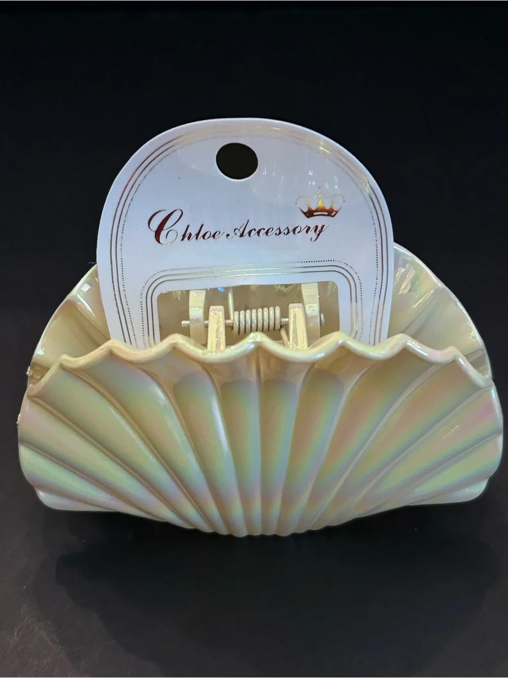 Iridescent Shell Hair Claw Clips — Set of Six Assorted Pearl Colors Brand New